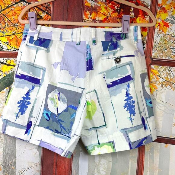 Socapri Khaki Shorts - Ivory with blue/grey print - size 42 Italian= 6 us - Picture 9 of 13